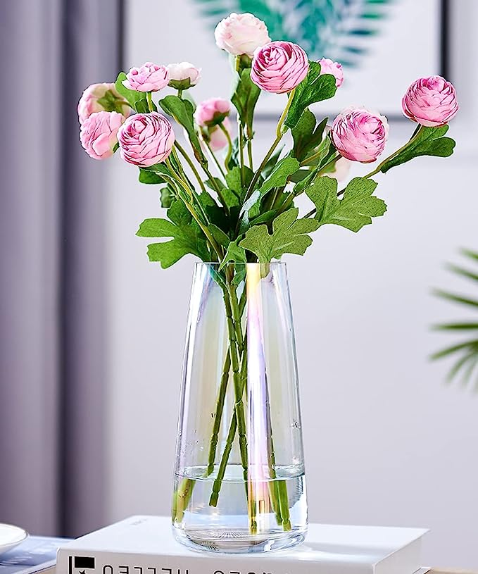 Aoderun Iridescent Clear Glass 8.7 Centerpiece Vase