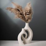 Extra Large Milky White Hollow Nordic Modern Boho Ceramic Vases Set of 2