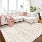 Nursery Rug for Baby Girl – Boho Floral Washable Soft Faux Wool Area Rugs