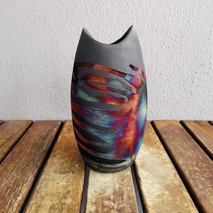 Koi 6.3 inch Handmade Ceramic Raku Vase